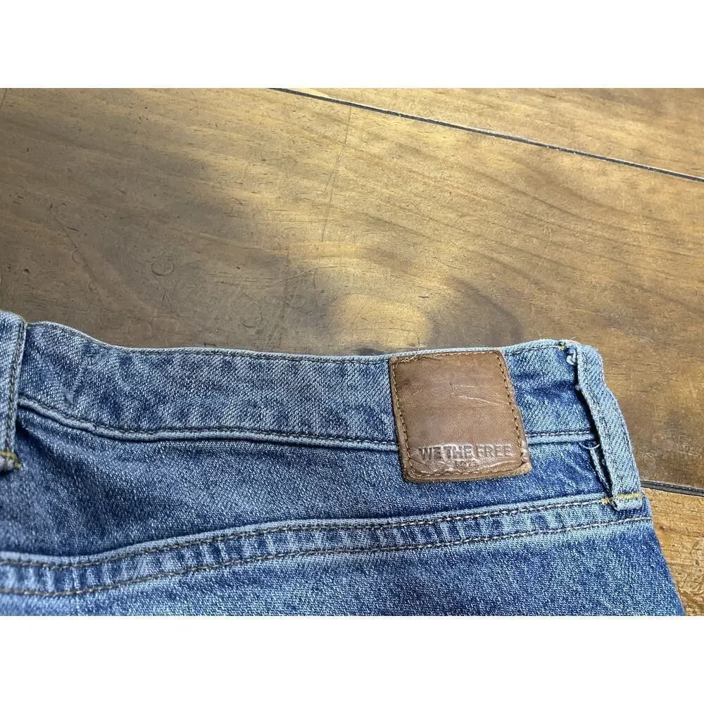 We The Free People Jeans Womens 29 Straight Distressed Boho Hippie Raw Hem